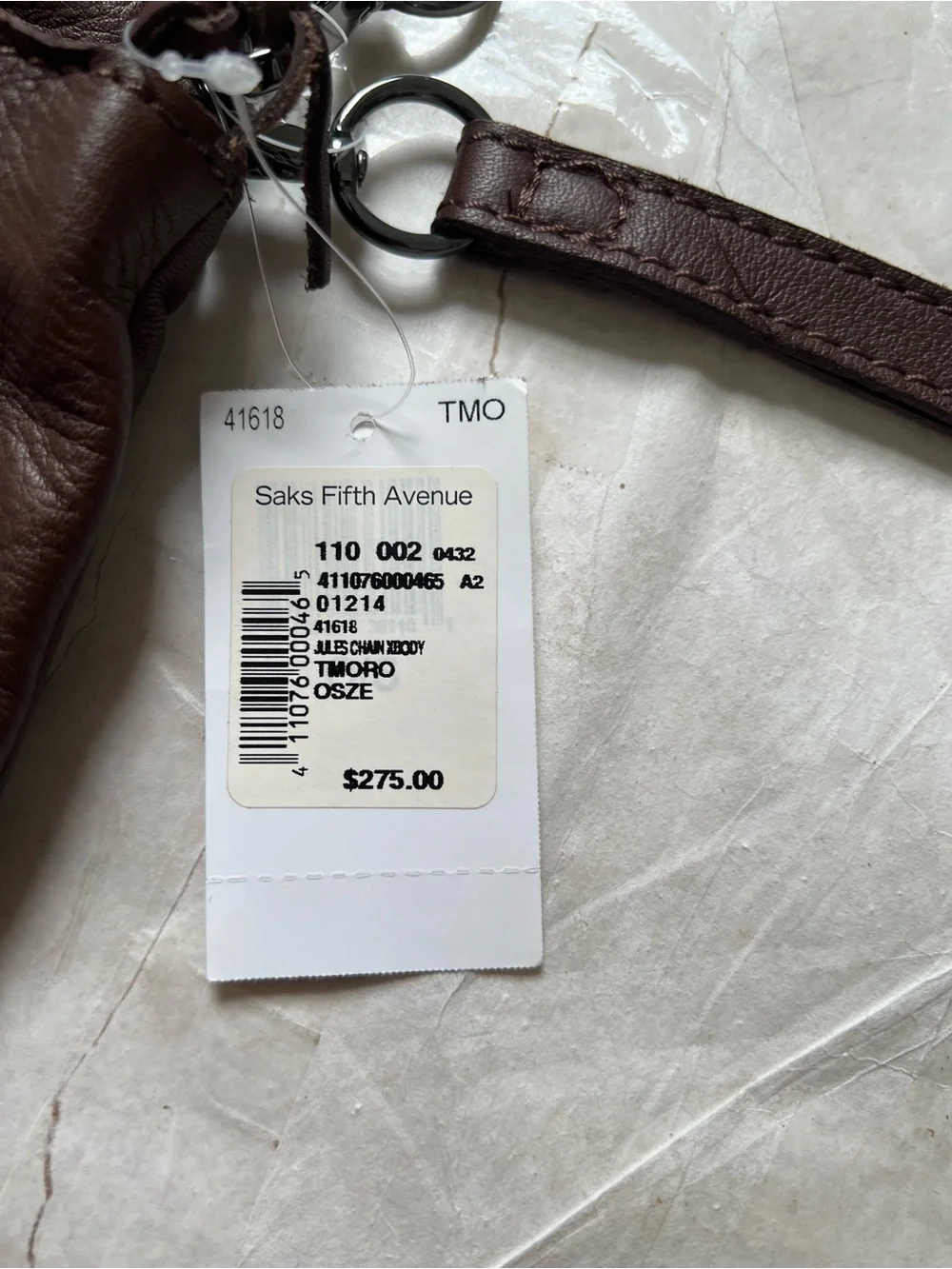 NWT $275 Linea Pelle Soft Brown Leather Whipstitch Chain Crossbody Bag Wristlet